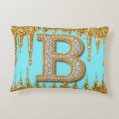 Luxury Diamond Letter B on Gold Glitter Background アクセントクッション (裏面)