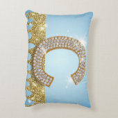 Luxury Diamond Letter C on Gold Glitter Background アクセントクッション (裏面(縦))