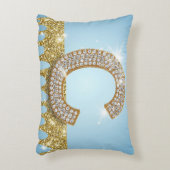 Luxury Diamond Letter C on Gold Glitter Background アクセントクッション (正面(垂直))