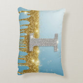Luxury Diamond Letter I on Gold Glitter Background アクセントクッション (裏面(縦))