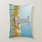 Luxury Diamond Letter I on Gold Glitter Background アクセントクッション (正面(垂直))