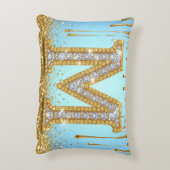 Luxury Diamond Letter M on Gold Glitter Background アクセントクッション (裏面(縦))