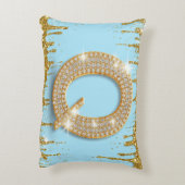 Luxury Diamond Letter Q on Gold Glitter Background アクセントクッション (裏面(縦))