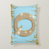 Luxury Diamond Letter Q on Gold Glitter Background アクセントクッション (正面(垂直))