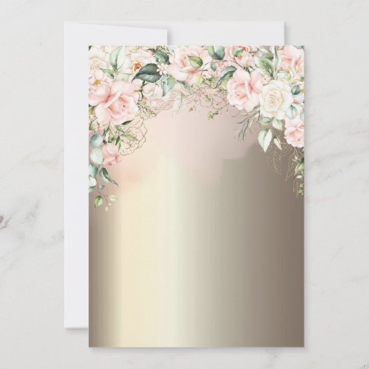 Luxury Diamonds Eiffel Tower,Pink Bow Roses 50th  招待状 (裏面)