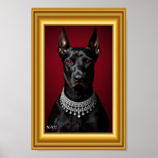 Luxury Doberman Portrait with Diamond Necklace – E ポスター