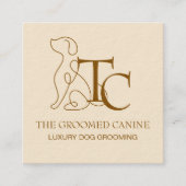 Luxury Dog Grooming Business Card Bronze Champaign スクエア名刺 (正面)
