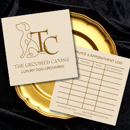 Luxury Dog Grooming Business Card Bronze Champaign スクエア名刺