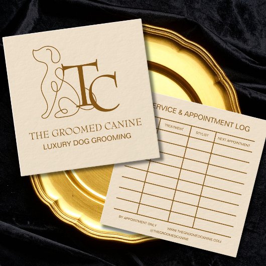 Luxury Dog Grooming Business Card Bronze Champaign スクエア名刺