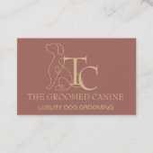 Luxury Dog Grooming Business Card Burnt Terracotta 名刺 (正面)