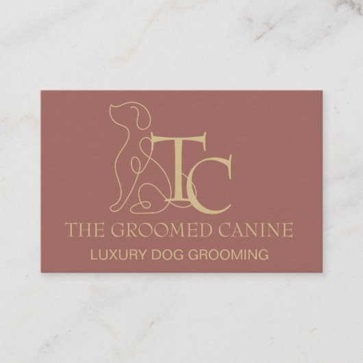 Luxury Dog Grooming Business Card Burnt Terracotta 名刺 (正面)