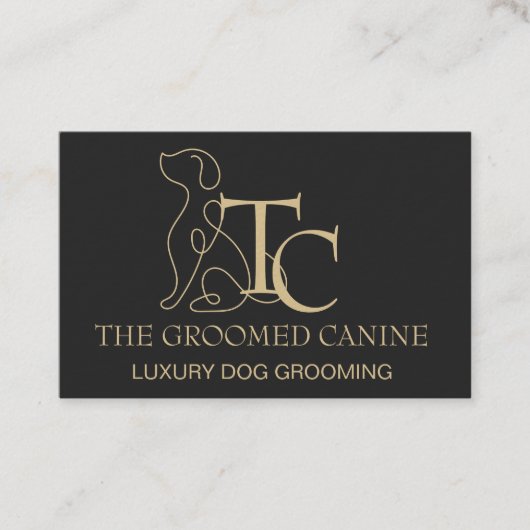 Luxury Dog Grooming Business Card Caviar Black 名刺 (正面)