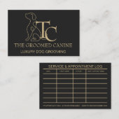 Luxury Dog Grooming Business Card Caviar Black 名刺 (正面/裏面)