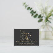 Luxury Dog Grooming Business Card Caviar Black 名刺 (スタンド正面)