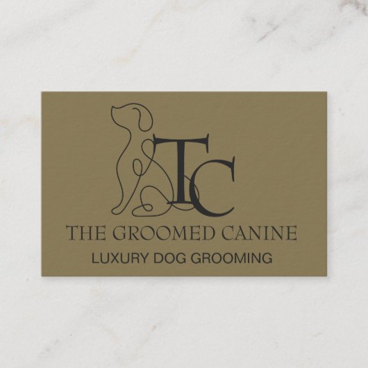 Luxury Dog Grooming Business Card Deep gold 名刺 (正面)