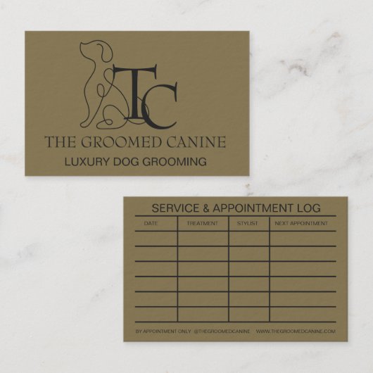 Luxury Dog Grooming Business Card Deep gold 名刺 (正面/裏面)