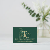 Luxury Dog Grooming Business Card Emerald and Gold 名刺 (スタンド正面)