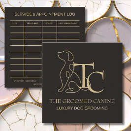 Luxury Dog Grooming Business Card Espresso Bean スクエア名刺