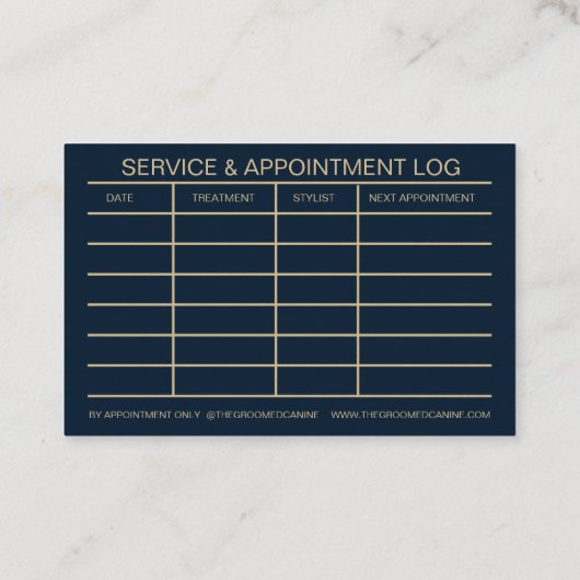 Luxury Dog Grooming Business Card Midnight Navy 名刺 (裏面)