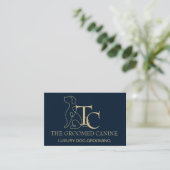 Luxury Dog Grooming Business Card Midnight Navy 名刺 (スタンド正面)