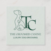 Luxury Dog Grooming Business Card Mint Frost スクエア名刺 (正面)