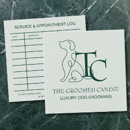 Luxury Dog Grooming Business Card Mint Frost スクエア名刺