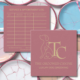Luxury Dog Grooming Business Card Pet Rose Gold スクエア名刺