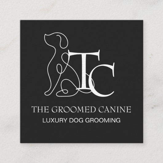 Luxury Dog Grooming Business Card Pet Stylist スクエア名刺 (正面)