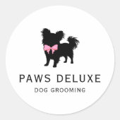 Luxury Dog Grooming Sticker | Dog Silhouette Logo ラウンドシール (正面)