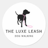 Luxury Dog Walking Sticker | Dog Silhouette Logo ラウンドシール (正面)