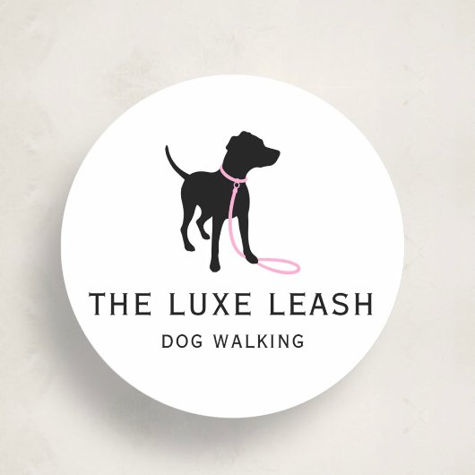 Luxury Dog Walking Sticker | Dog Silhouette Logo ラウンドシール