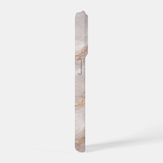 Luxury Dove Gray Marble with White Veins & Gold  iPhoneケース (右側面)