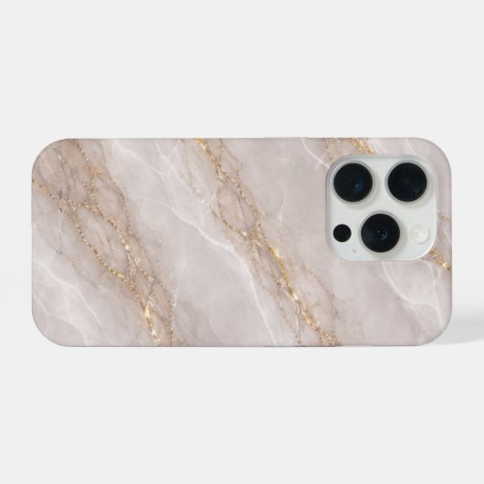 Luxury Dove Gray Marble with White Veins & Gold  iPhoneケース (裏面横)