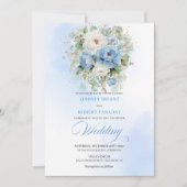 Luxury Dusty Blue Floral Digital Wedding Invite 招待状 (正面)