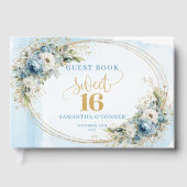 Luxury Dusty Blue Greenery Sweet Sixteen Guest   ゲストブック (正面)