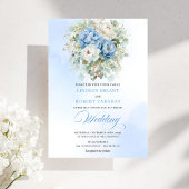 Luxury Dusty Blue White Peony Wedding Invitation 招待状