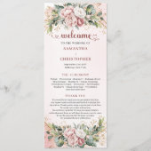 Luxury Dusty Pink Floral Greenery Wedding Program プログラム (正面)