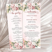 Luxury Dusty Pink Floral Greenery Wedding Program プログラム