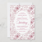 Luxury Dusty Pink French Toile Wedding Invitation 招待状 (正面)