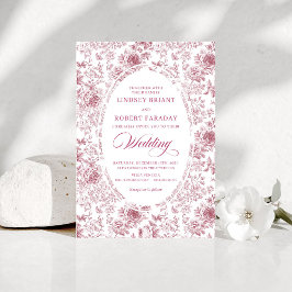 Luxury Dusty Pink French Toile Wedding Invitation 招待状