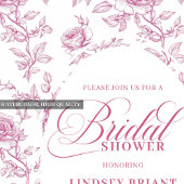 Luxury Dusty Rose Floral Toile Bridal Shower Invit 招待状
