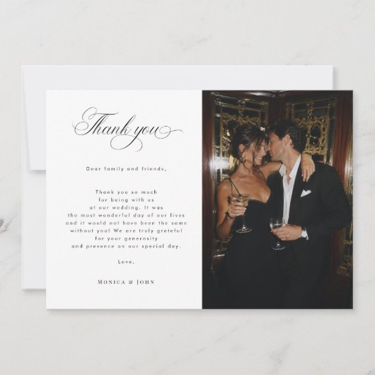Luxury Editorial Script 2 フォト ウェディング サンキューカード (正面)