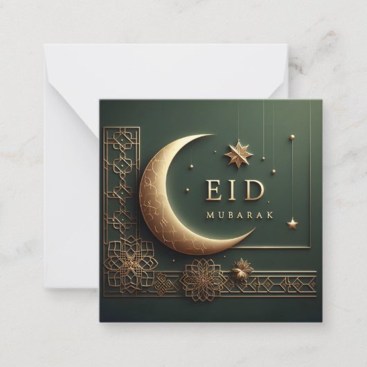 Luxury Eid Mubarak Greeting in Green ノートカード (正面)