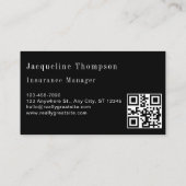 Luxury elegant black leather gold monogram qr code 名刺 (裏面)