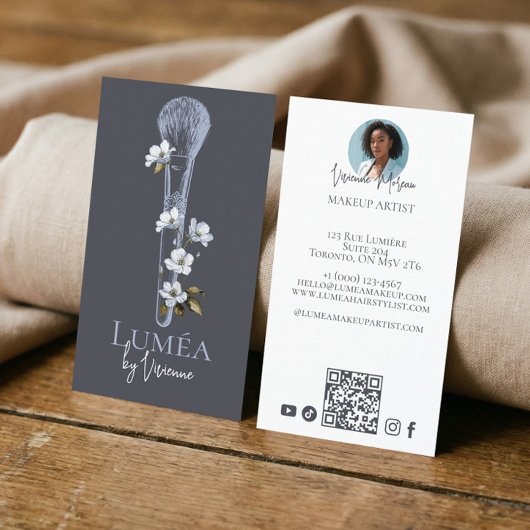 Luxury Elegant Floral Beauty Makeup Artist Photo 名刺