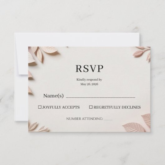 Luxury Elegant Floral Wedding RSVP Reply Card  (正面)