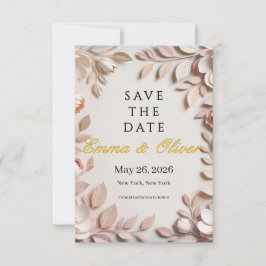 Luxury Elegant Floral Wedding Save the Date 招待状