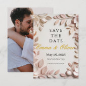 Luxury Elegant Floral Wedding Save the Date 招待状 (正面/裏面)