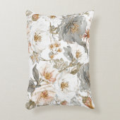 Luxury, Elegant, Gold Grey Flowers Pattern  アクセントクッション (正面(垂直))