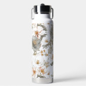 Luxury, Elegant, Gold Grey Flowers Pattern ウォーターボトル (正面)